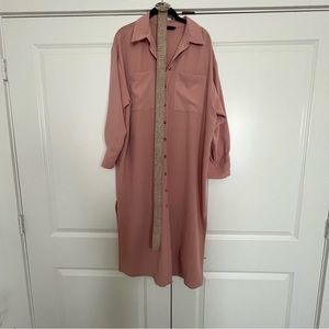 ZARA Dusty Pink Belted Oversized Dress